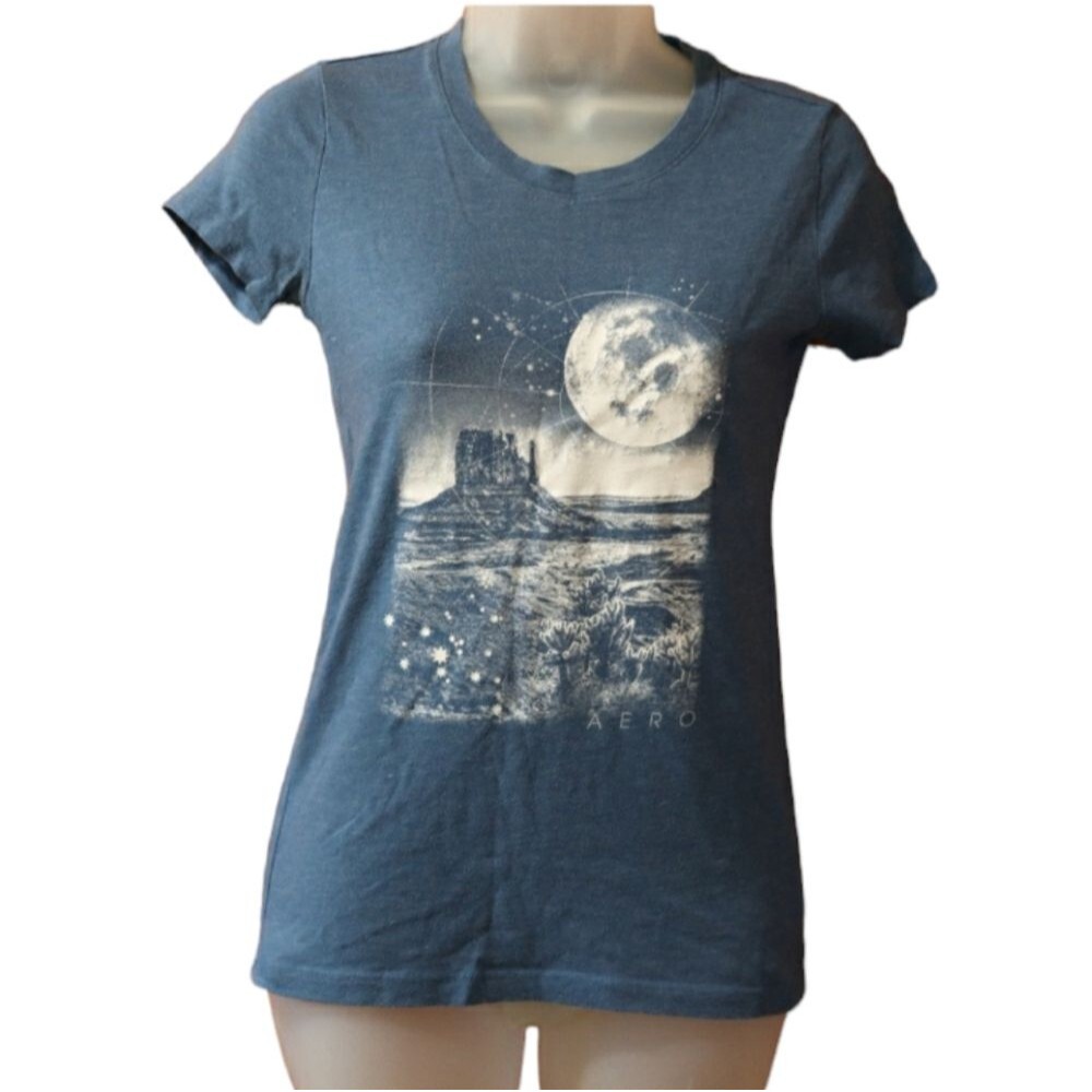 Free State Slate Blue Canyon Night Sky Graphic Print Tshirt Small